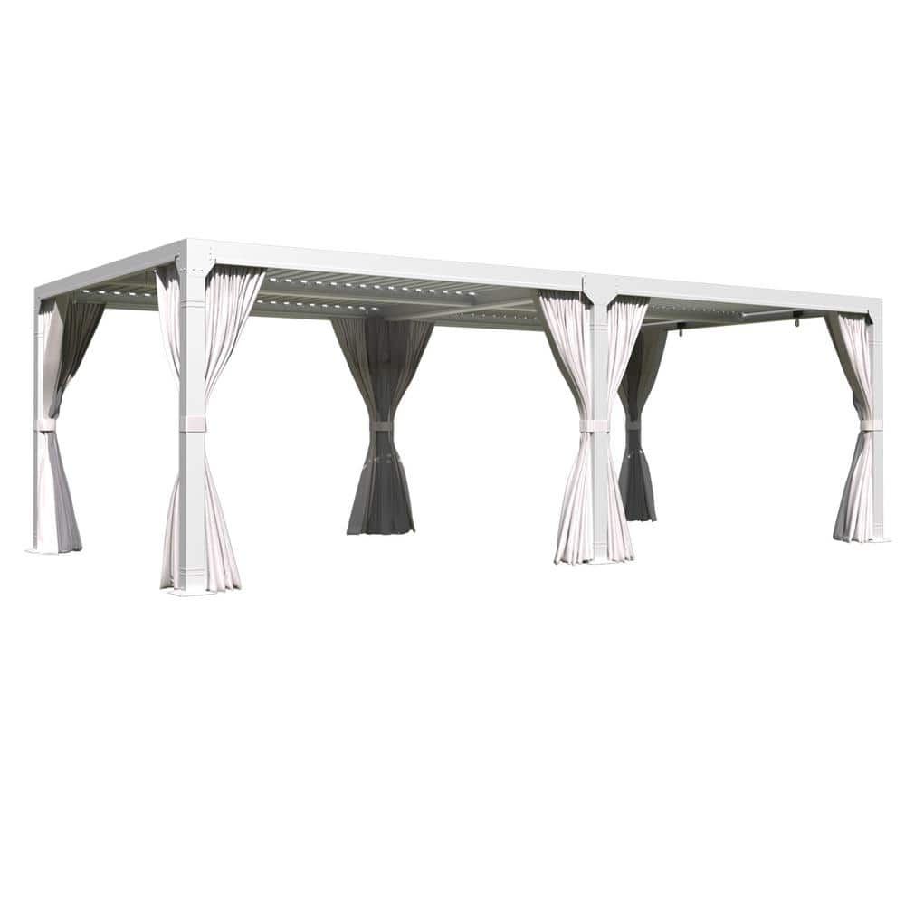 12 ft. x 20 ft. Outdoor Louvered Gazebo with Adjustable Aluminum Rainproof 