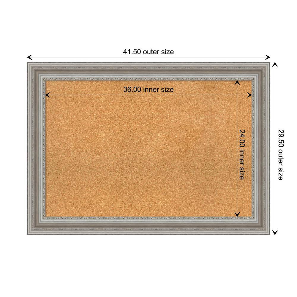 Parlor Silver Framed Natural Cork Bulletin Board 42" x 30"