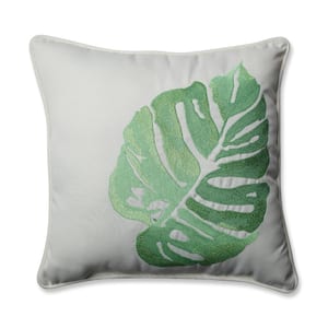 Floral Green Square Outdoor Square Throw Pillow