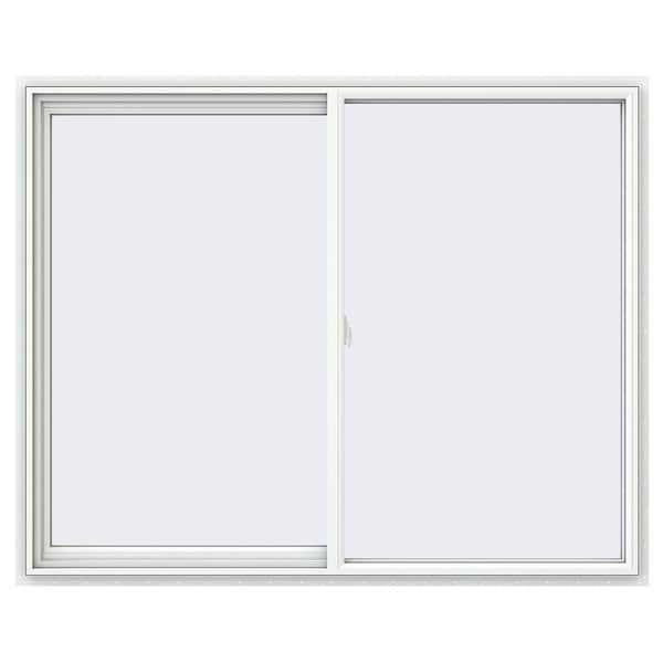 JELD-WEN 59.5 in. x 47.5 in. V-2500 Series White Vinyl Left-Handed Sliding Window with Fiberglass Mesh Screen