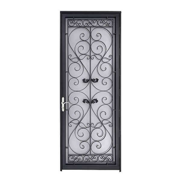 Naples 36 in. x 96 in. Left Hand/Outswing Black Full View Wrought Iron/Metal Storm Security Door