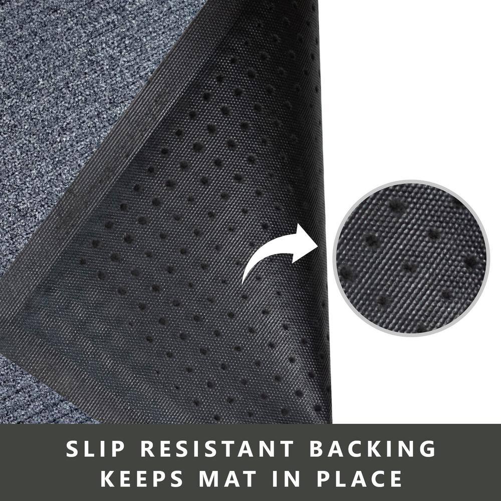 Black Striped Polypropylene Indoor Outdoor Doormat 24 x 36 Inches