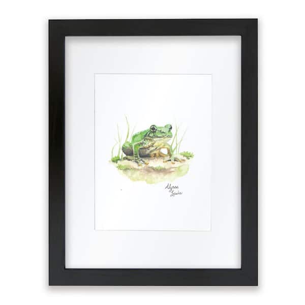 Unbranded Woodland Tinies "Frog" by Alyssa Lewis Individual Black Framed with Mat Animal Art Print 24 in. x 18 in.