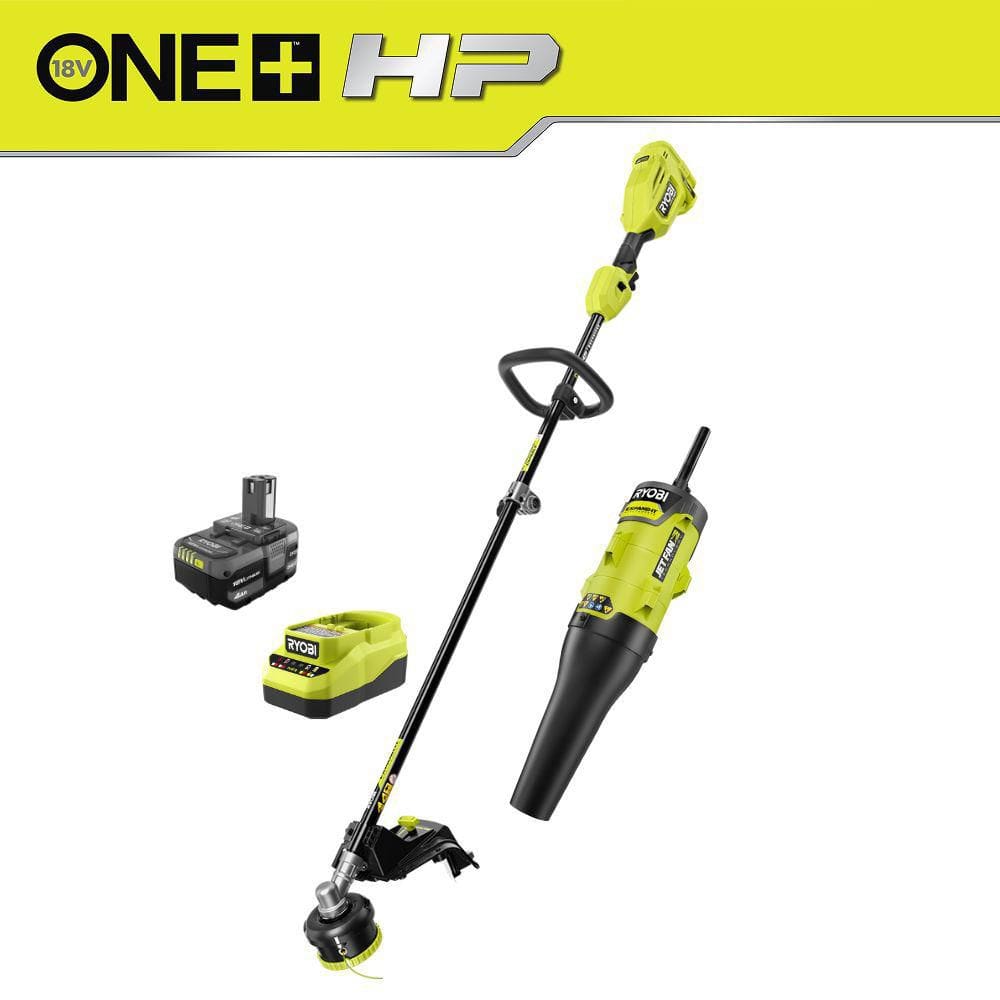 ONE+ HP 18V Brushless 15 in. Attachment Capable String Trimmer with 475 CFM Blower Attachment, 4.0 Ah Battery, & Charger price history on PriceWatchPro