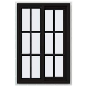 24 in. x 36 in. V-4500 Series Black FiniShield Vinyl Right-Handed Sliding Window with Colonial Grids/Grilles