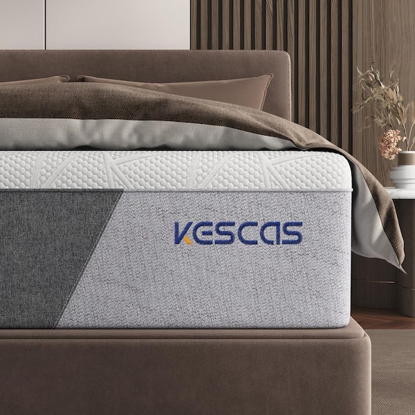 Kescas Queen Medium Firm Cooling Gel Hybrid Memory Foam Smooth Top 10 in. Mattress