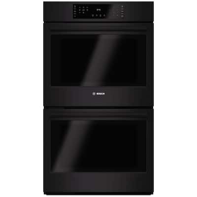 800 Series 30 in. Double Electric Wall Oven with European Convection in Black Self Clean Touch Controls