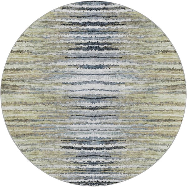 Dream Shag Premium Machine Washable Abstract ADS604 Beige 8 ft. x 8 ft. Round Rug