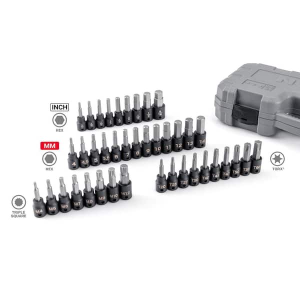 TEKTON 3/8 in. Drive Hex, Torx, Triple Square Impact Bit Socket