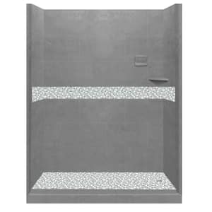 Del Mar 60 in. L x 30 in. W x 80 in. H Right Drain Alcove Shower Kit with Shower Wall and Shower Pan in Wet Cement