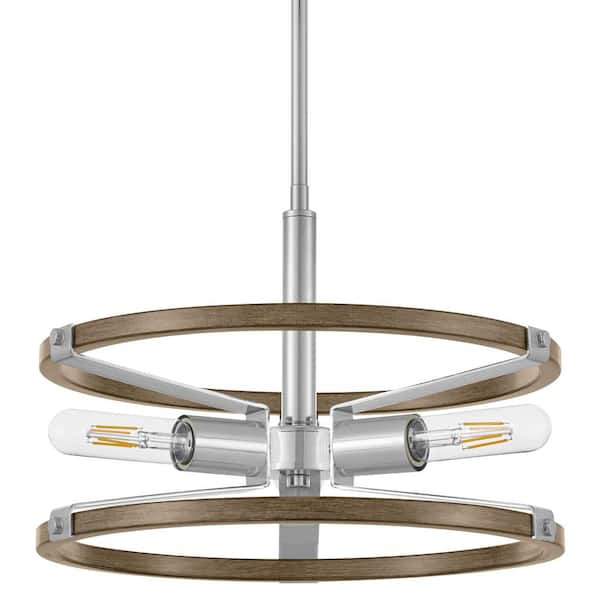 Hampton Bay Rockland 3-Light Polished Nickel Pendant Semi Flush Combo