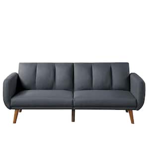 Blue Gray Polyfiber Vertical Tufting Adjustable Sofa Sleeper