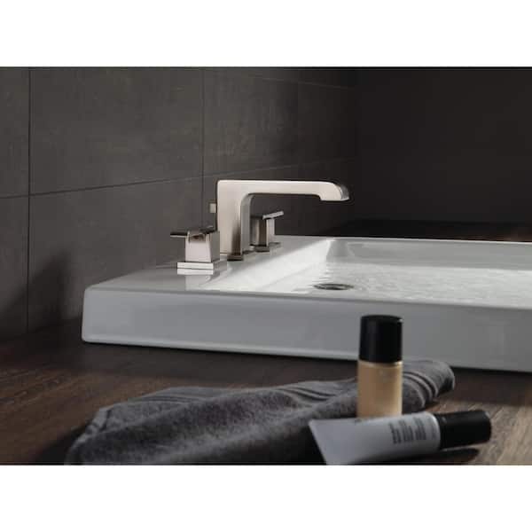 Ara 8 in. Widespread 2-Handle Bathroom Faucet with Metal Drain Assembly in Stainless