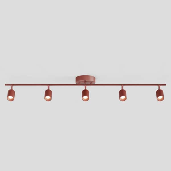 Shura Burnt Sienna Integrated LED Fixed Track Light Rotatable Cylinder Heads 4 ft. Track Lighting Kit 3000 K 2450 Lumens
