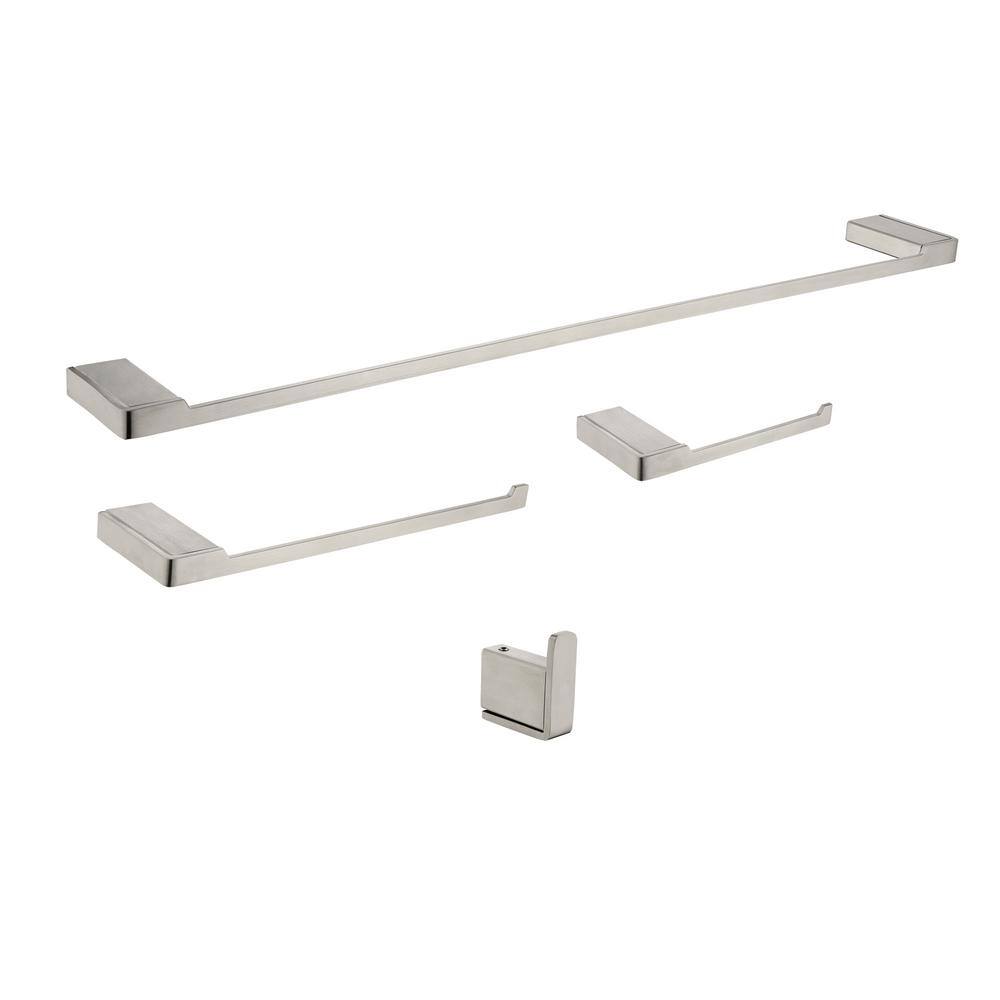 4-Piece Brushed Nickel Stainless Steel Wall-mounted Bathroom Hardware Towel