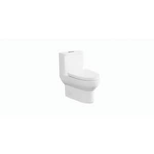 Scale 1-Piece 1.2 GPF Dual Flush Elongated Toilet in Glossy White