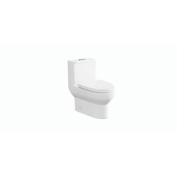 Eviva Scale 1-Piece 1.2 GPF Dual Flush Elongated Toilet in Glossy White