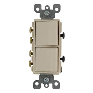 20 Amp Decora Commercial Grade Combination Two 3-Way Rocker Switches, Light Almond