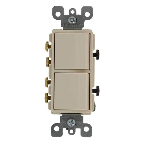 Leviton 20 Amp Decora Commercial Grade Combination Two 3-Way Rocker Switches, Light Almond