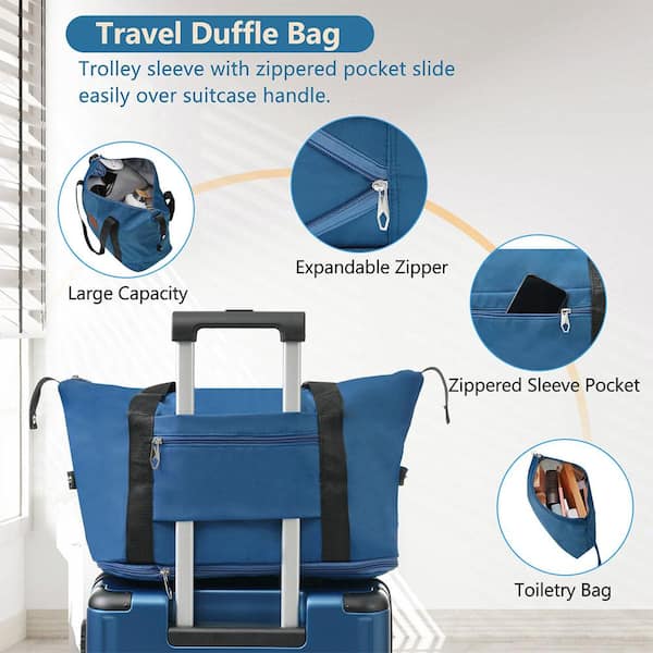 Adrinfly 3-Piece Blue Hardshell Luggage Sets with Wheels, TSA Lock