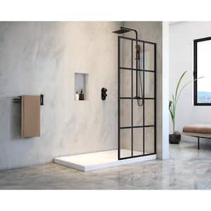 Jana 60 in. L x 32 in. W x 75 in. H Alcove Shower Kit with Fixed Shower Door Center Drain and Framed Shower Pan