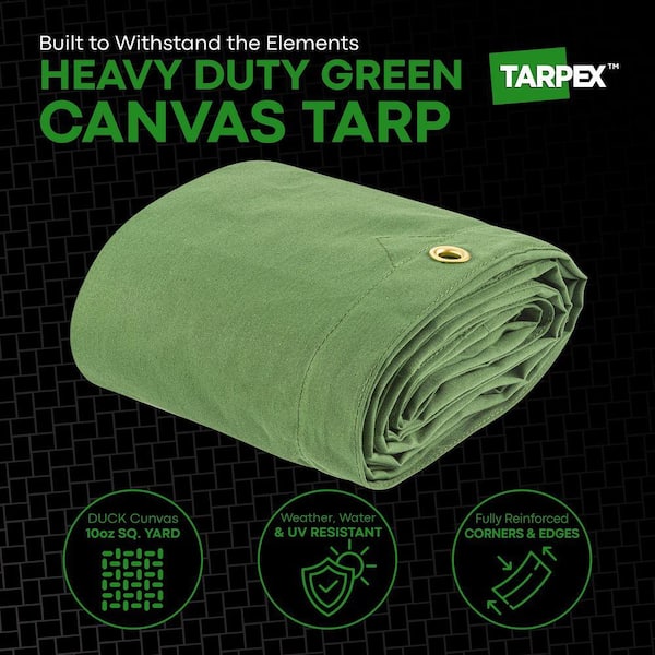 Sigman 30' x 40' Heavy Duty Cotton Canvas Tarp 18 OZ - Green - Made in
