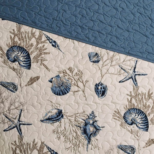 Nantucket 6-Piece Blue King Reversible Coverlet Set
