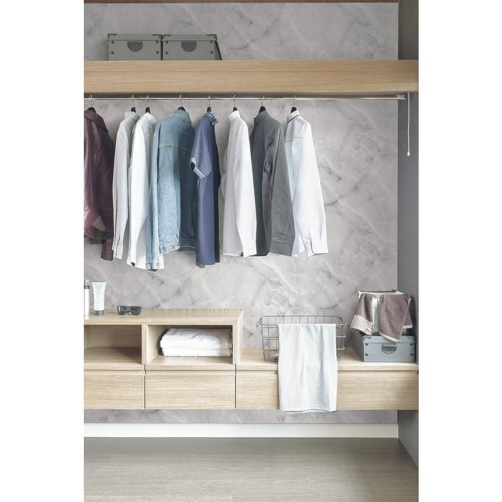 Danby Light Grey Marble Peel and Stick Wallpaper