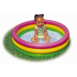 Sunset Glow 34 in. x 10 in. D Round Colorful Inflatable Baby Swimming Pool, Multi-colored