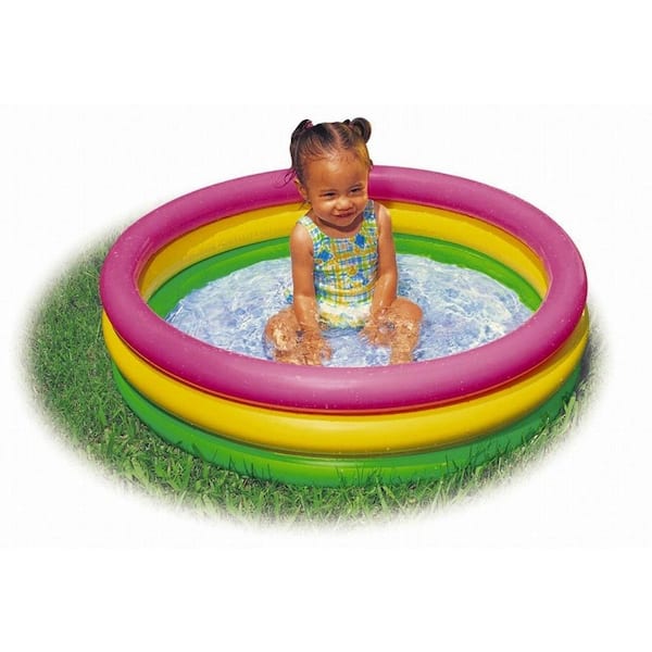 3 Intex Sunset Glow Inflatable Colorful Baby Swimming Pool, Multicolored