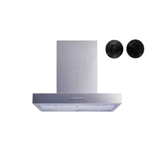 Winflo 30 in. Convertible Wall Mount Range Hood in Stainless Steel with Mesh Filters, Charcoal Filters and Push Button Control