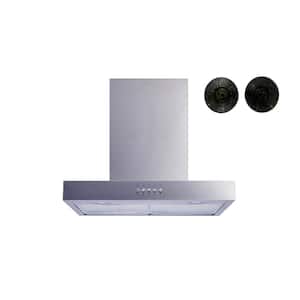 36 in. Convertible Wall Mount Range Hood in Stainless Steel with Mesh Filters, Charcoal Filters and Push Button Control
