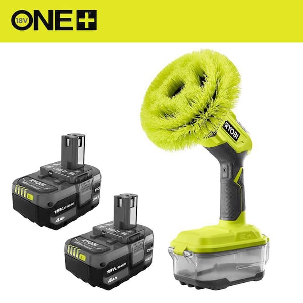 RYOBI ONE+ 18V Lithium-Ion 4.0 Ah Battery (2-Pack) with FREE 18V ONE+ Cordless Power Scrubber