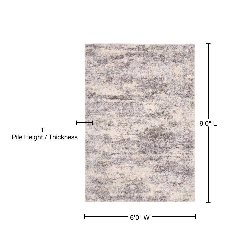 Gray and Cream 6' x 9' Shag Area Rug
