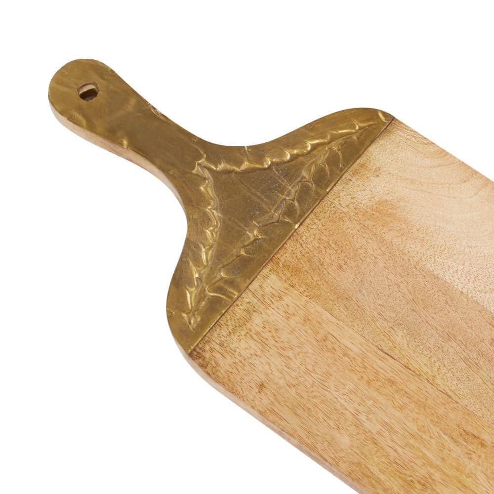 Brown Mango Wood Rectangular Cutting Board with Gold Accents