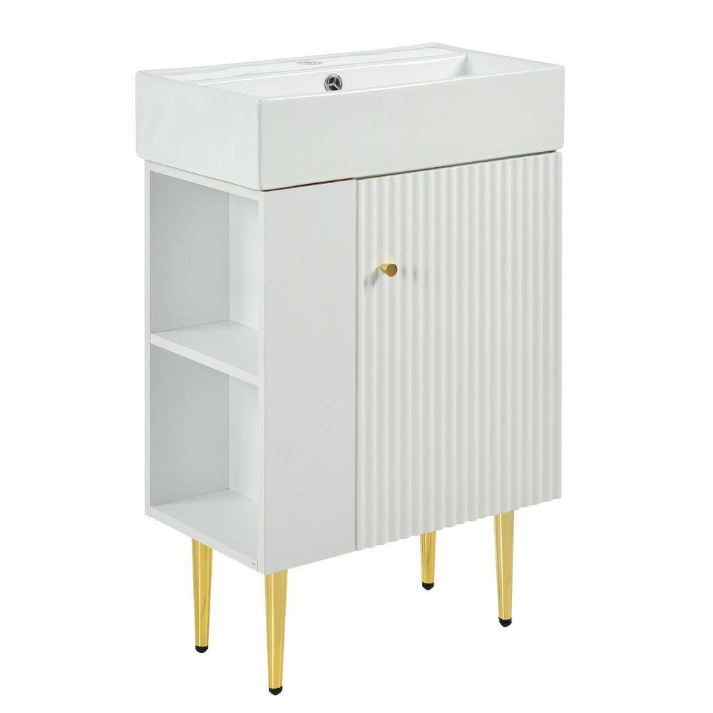 21.6 in. W x 12 in. D x 34 in. H Freestanding Bath Vanity in White with Whi