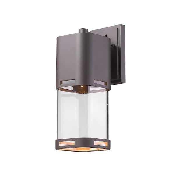 Unbranded Lestat 14-Watt 13.87 in. Deep Bronze Integrated LED Aluminum Hardwired Outdoor Weather Resistant Barn Wall Sconce Light