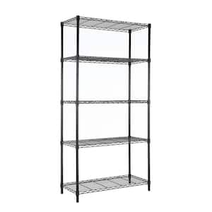 5-Tier Steel Wire Shelving Unit Black Coating Finish