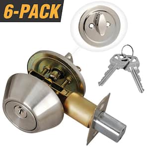 Stainless Steel Entry Door Lock Single Cylinder Deadbolt with 12 KW1 Keys (6-Pack, Keyed Alike)