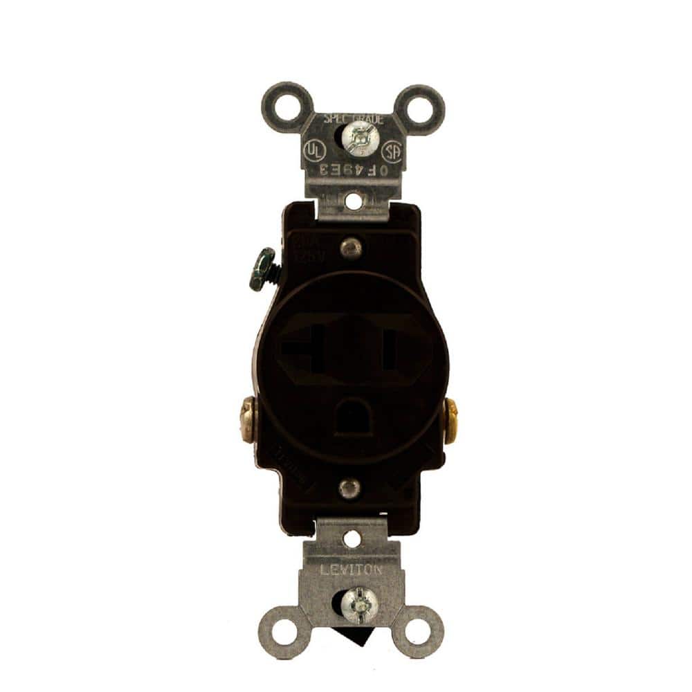 Brown Tamper Resistant Single Receptacle with Wall Plate
