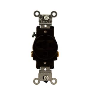 20 Amp Commercial Grade Grounding Single Outlet, Brown