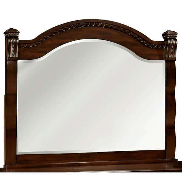 Benjara 1.88 in. x 42 in. Arch Wooden Frame Cherry Wall Mirror