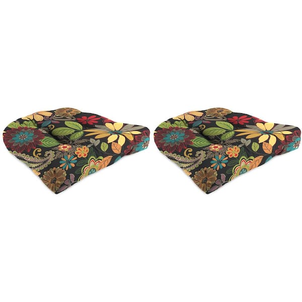 Jordan Manufacturing 19 in. L x 19 in. W x 4 in. T Outdoor Square Wicker Seat Cushion in Gaya Pizzaz (2-Pack)