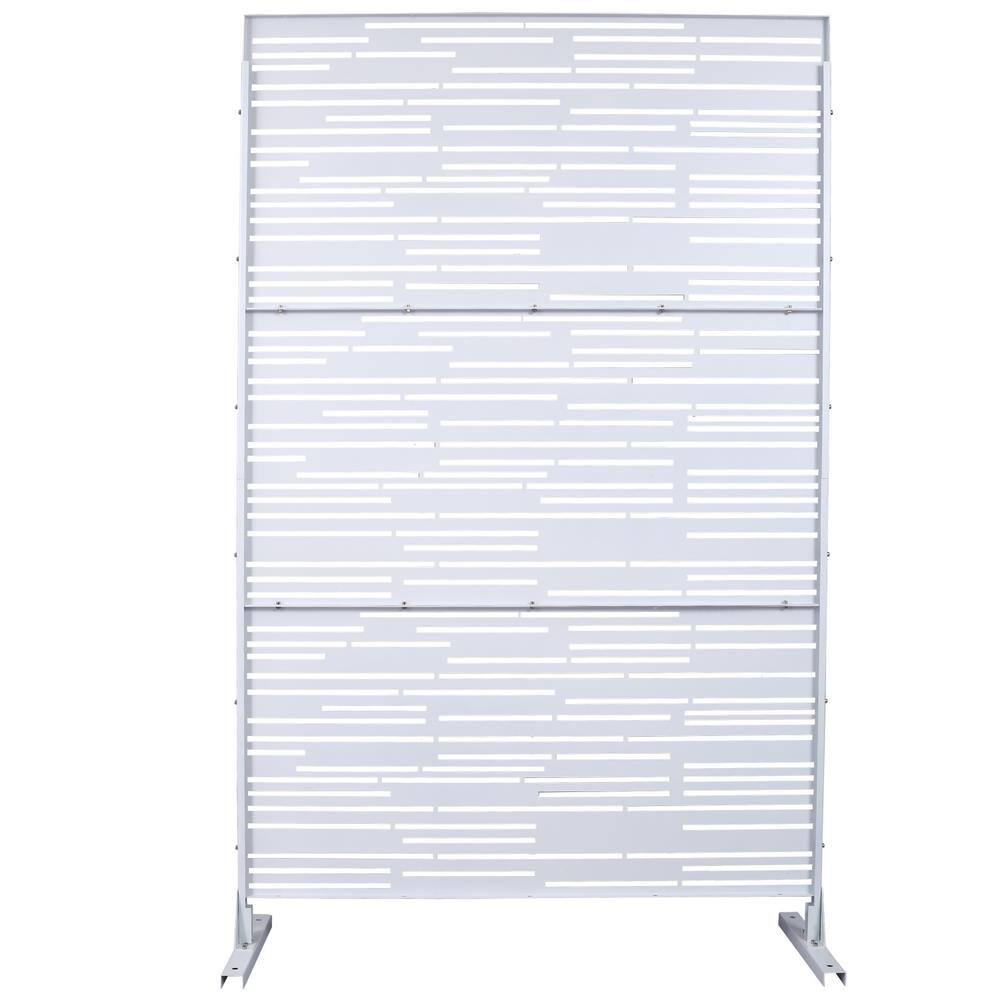 6.3 ft. x 4 ft. White Steel Freestanding Flat Flat Top Decorative Privacy Screen Metal Fence Panel price history on PriceWatchPro