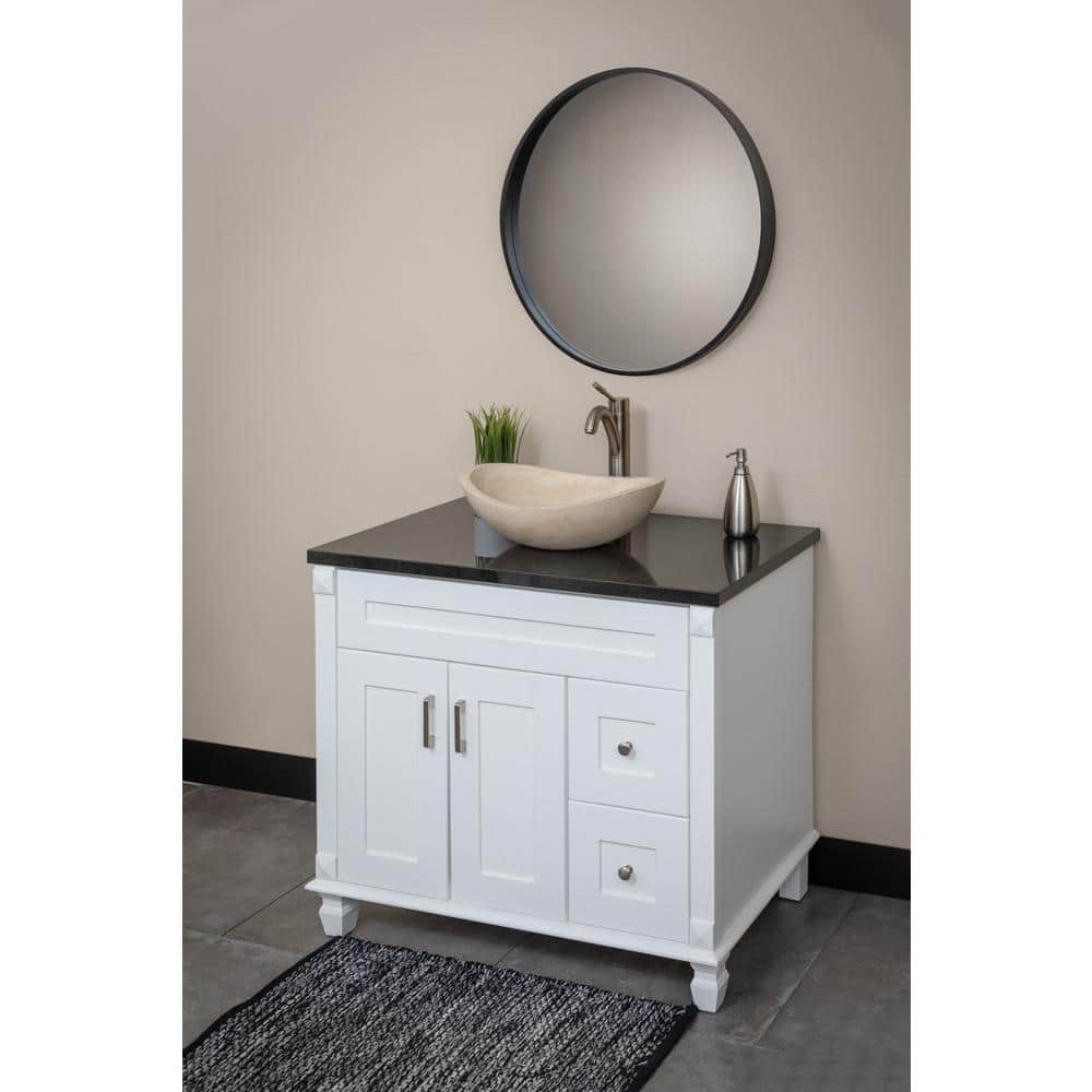 Beige Stone Canoe Shaped Bathroom Sink