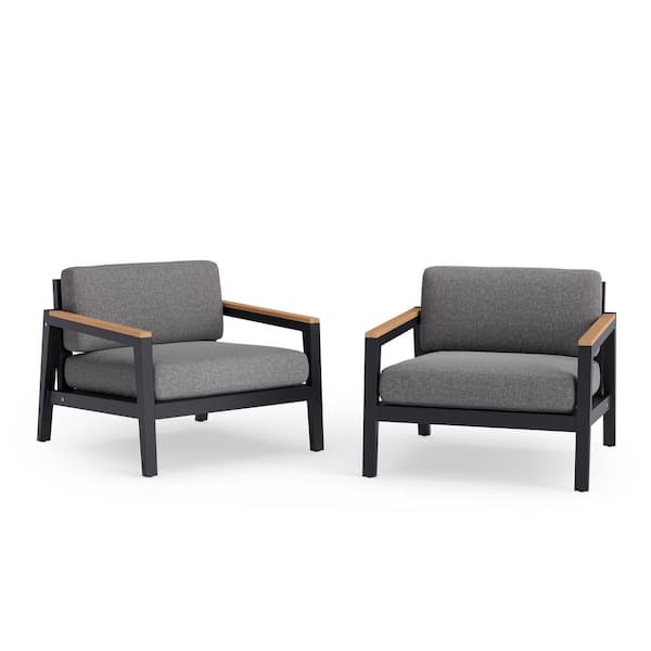 NewAge Products Rhodes Aluminum 2-piece Outdoor Furniture Patio Launge Chair with Cast Slate Cushions