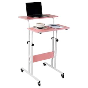 28 in. Rectangular Pink Standing Desk with Adjustable Height Feature