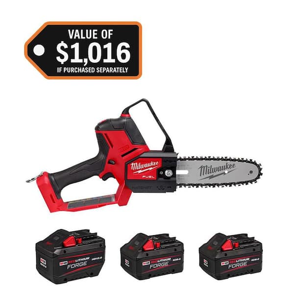 M18 FUEL 18V Lith-Ion Brushless 8 in. HATCHET Pruning Saw (1) M18 FORGE 12.0 Ah Battery, (2) M18 FORGE 8.0 Ah Battery