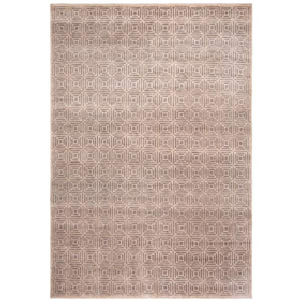 Kensington 6 ft. x 9 ft. Camel Grid Area Rug