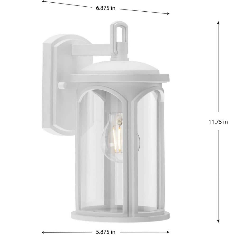 White and Clear Glass Outdoor Wall Lantern